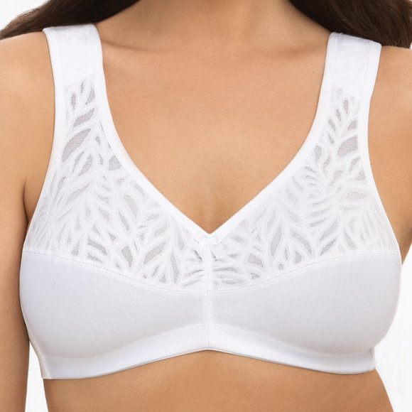 Glamorise 46F 46G (Stretch-To-Fit) Bra WIDE STRAPS = Shoulder Comfort White NEW - Picture 3 of 16
